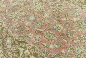 Antique Muted Rose Floral 9'5X15'3 Distressed Vintage Oriental Rug