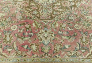 Antique Muted Rose Floral 9'5X15'3 Distressed Vintage Oriental Rug