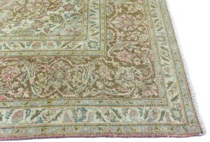 Antique Muted Rose Floral 9'5X15'3 Distressed Vintage Oriental Rug