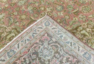 Antique Muted Rose Floral 9'5X15'3 Distressed Vintage Oriental Rug