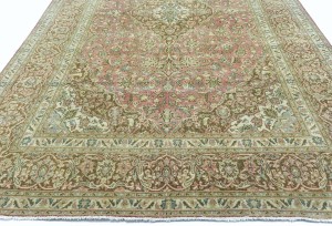 Antique Muted Rose Floral 9'5X15'3 Distressed Vintage Oriental Rug