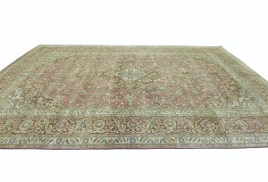 Antique Muted Rose Floral 9'5X15'3 Distressed Vintage Oriental Rug