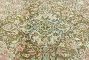 Antique Muted Rose Floral 9'5X15'3 Distressed Vintage Oriental Rug