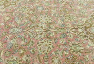 Antique Muted Rose Floral 9'5X15'3 Distressed Vintage Oriental Rug