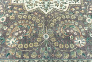 Antique Muted Plum Floral 10X13 Distressed Vintage Oriental Rug
