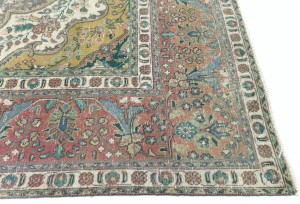 Antique Muted Plum Floral 10X13 Distressed Vintage Oriental Rug