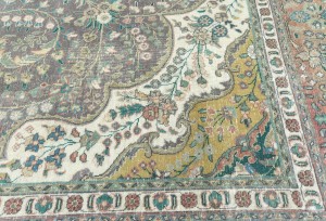 Antique Muted Plum Floral 10X13 Distressed Vintage Oriental Rug