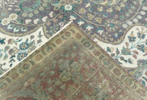 Antique Muted Plum Floral 10X13 Distressed Vintage Oriental Rug