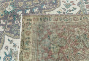 Antique Muted Plum Floral 10X13 Distressed Vintage Oriental Rug