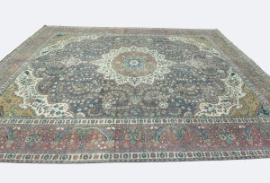 Antique Muted Plum Floral 10X13 Distressed Vintage Oriental Rug