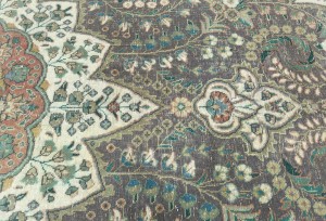 Antique Muted Plum Floral 10X13 Distressed Vintage Oriental Rug