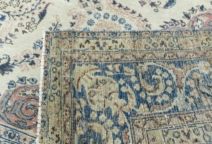 Antique Muted Cream Floral 10X13 Distressed Vintage Oriental Rug