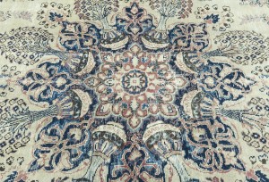 Antique Muted Cream Floral 10X13 Distressed Vintage Oriental Rug