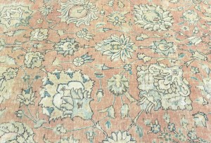 Antique Muted Orange Floral 9'5X12'7 Distressed Vintage Oriental Rug