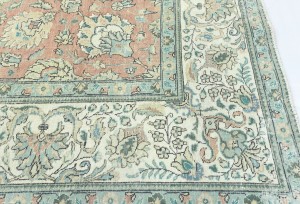 Antique Muted Orange Floral 9'5X12'7 Distressed Vintage Oriental Rug