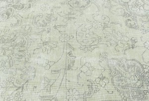 Antique Muted Beige Floral 9'5X12'5 Distressed Vintage Oriental Rug