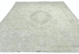 Antique Muted Beige Floral 9'5X12'5 Distressed Vintage Oriental Rug