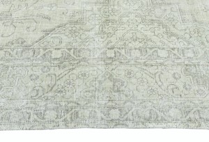 Antique Muted Beige Floral 9'5X12'5 Distressed Vintage Oriental Rug