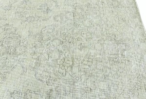 Antique Muted Beige Floral 9'5X12'5 Distressed Vintage Oriental Rug