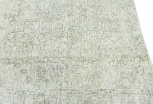 Antique Muted Beige Floral 9'5X12'5 Distressed Vintage Oriental Rug