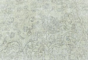 Antique Muted Beige Floral 9'5X12'5 Distressed Vintage Oriental Rug