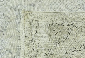 Antique Muted Beige Floral 9'5X12'5 Distressed Vintage Oriental Rug