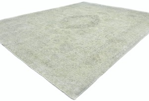 Antique Muted Beige Floral 9'5X12'5 Distressed Vintage Oriental Rug
