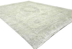 Antique Muted Beige Floral 9'5X12'5 Distressed Vintage Oriental Rug