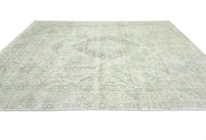 Antique Muted Beige Floral 9'5X12'5 Distressed Vintage Oriental Rug