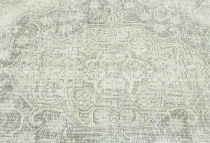 Antique Muted Beige Floral 9'5X12'5 Distressed Vintage Oriental Rug