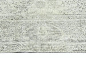 Antique Muted Beige Floral 9'6X12'5 Distressed Vintage Oriental Rug