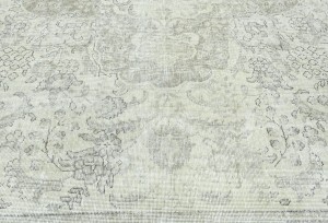 Antique Muted Beige Floral 9'6X12'5 Distressed Vintage Oriental Rug