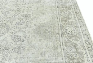 Antique Muted Beige Floral 9'6X12'5 Distressed Vintage Oriental Rug