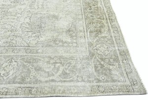 Antique Muted Beige Floral 9'6X12'5 Distressed Vintage Oriental Rug