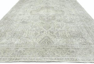Antique Muted Beige Floral 9'6X12'5 Distressed Vintage Oriental Rug