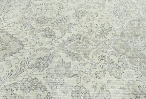 Antique Muted Beige Floral 9'6X12'5 Distressed Vintage Oriental Rug