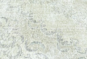 Antique Muted Beige Floral 9'4X12'6 Distressed Vintage Oriental Rug