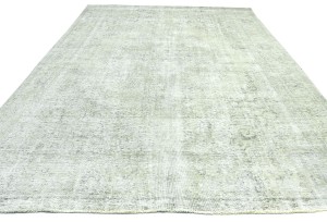Antique Muted Beige Floral 9'4X12'6 Distressed Vintage Oriental Rug
