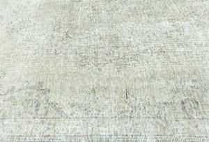 Antique Muted Beige Floral 9'4X12'6 Distressed Vintage Oriental Rug