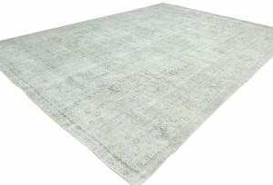 Antique Muted Beige Floral 9'4X12'6 Distressed Vintage Oriental Rug