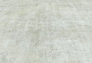 Antique Muted Beige Floral 9'4X12'6 Distressed Vintage Oriental Rug