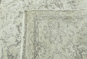 Antique Muted Beige Floral 10X13 Distressed Vintage Oriental Rug