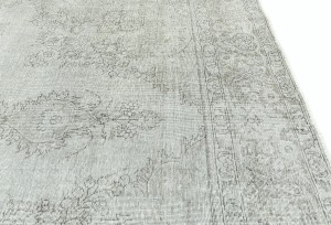 Antique Muted Cream Floral 9'5X12 Distressed Vintage Oriental Rug