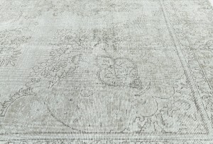 Antique Muted Cream Floral 9'5X12 Distressed Vintage Oriental Rug
