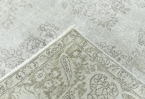 Antique Muted Cream Floral 9'5X12 Distressed Vintage Oriental Rug