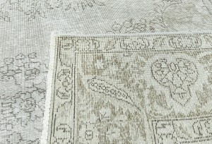 Antique Muted Cream Floral 9'5X12 Distressed Vintage Oriental Rug