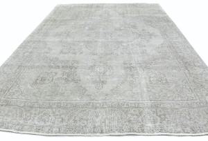 Antique Muted Cream Floral 9'5X12 Distressed Vintage Oriental Rug