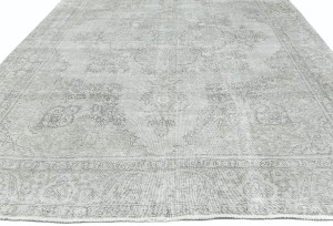Antique Muted Cream Floral 9'5X12 Distressed Vintage Oriental Rug