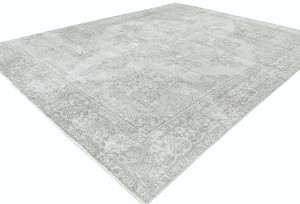 Antique Muted Cream Floral 9'5X12 Distressed Vintage Oriental Rug