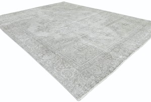 Antique Muted Cream Floral 9'5X12 Distressed Vintage Oriental Rug